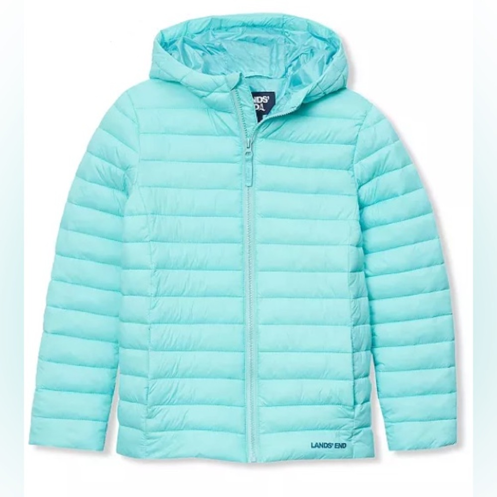 Lands’ End Girls FeatherFree Insulated Hooded Packable Jacket Size S/6-7